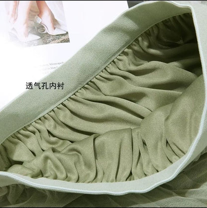 Two Tone Ruffle Trim Maxi A-Line Skirt - High Waist