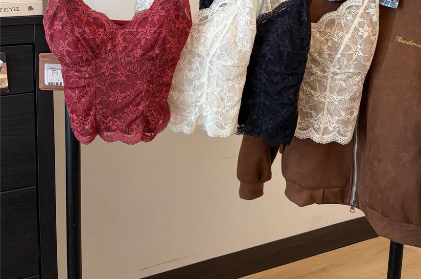 Lace-Trimmed V-Neck Corset Shell