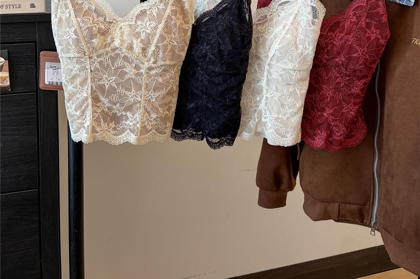 Lace-Trimmed V-Neck Corset Shell