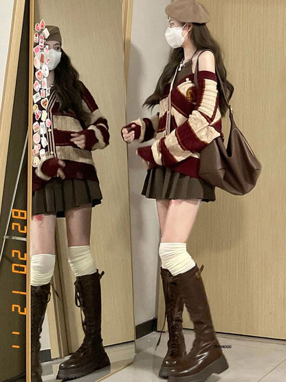 High Waist Pleated Mini A-Line Skirt