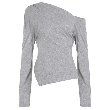 Asymmetric Slit Tee with Extended Sleeves