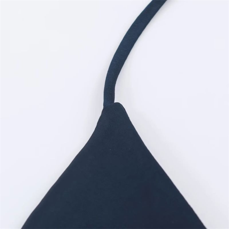 Spaghetti Strap V-Neck Plain Maxi A-Line Dress