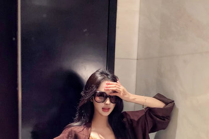Round Neck Plain Double Breasted Trench Jacket / Spaghetti Strap V-Neck Lace A-Line Dress (Various Designs)