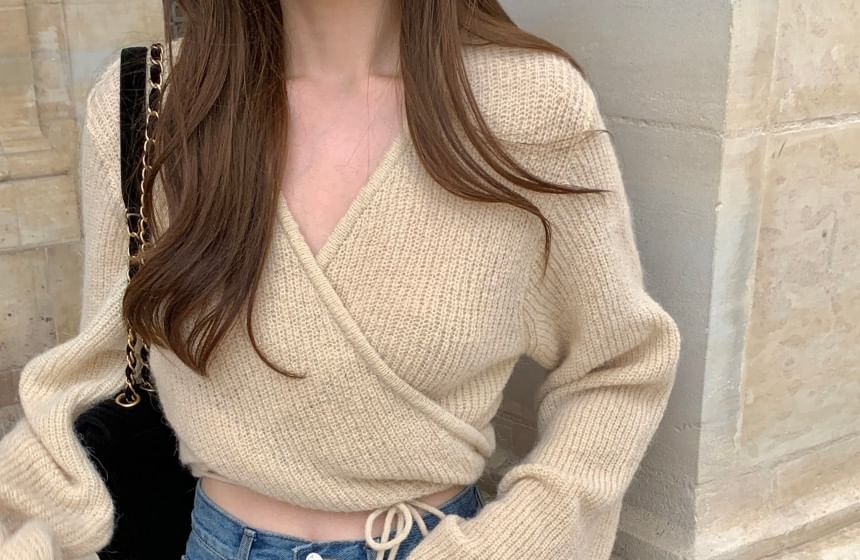Wrap Sweater with V-Neckline