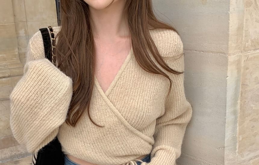 Wrap Sweater with V-Neckline