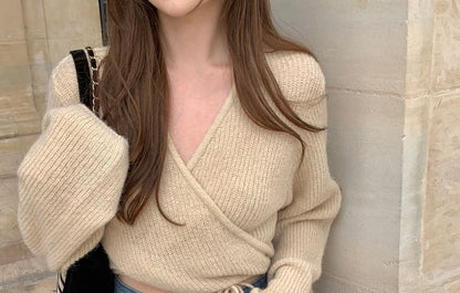 Wrap Sweater with V-Neckline