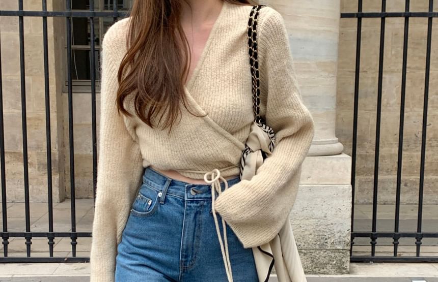 Wrap Sweater with V-Neckline