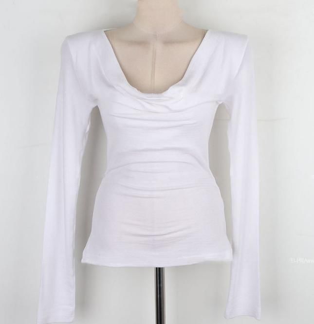 Off-Shoulder Solid Top with Long Sleeves