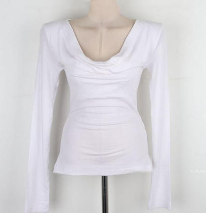 Off-Shoulder Solid Top with Long Sleeves