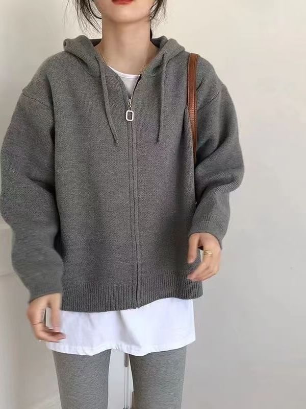 Hooded Half-Zip Sweater in Solid Tone