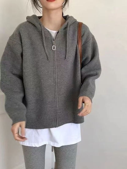 Hooded Half-Zip Sweater in Solid Tone