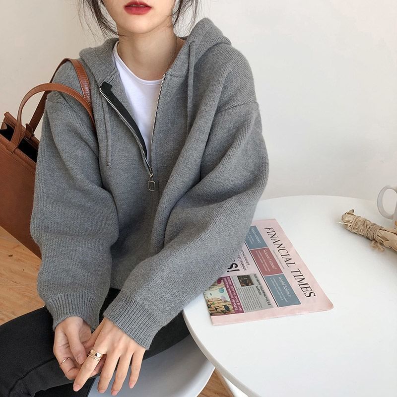 Hooded Half-Zip Sweater in Solid Tone