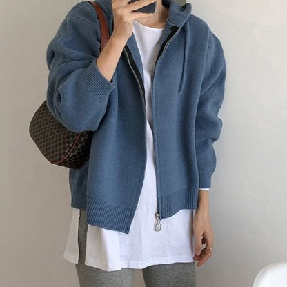 Hooded Half-Zip Sweater in Solid Tone