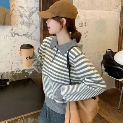Striped Polo Neck Knitwear