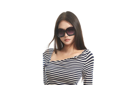 Asymmetric Neck Striped Tee with Long Sleeves
