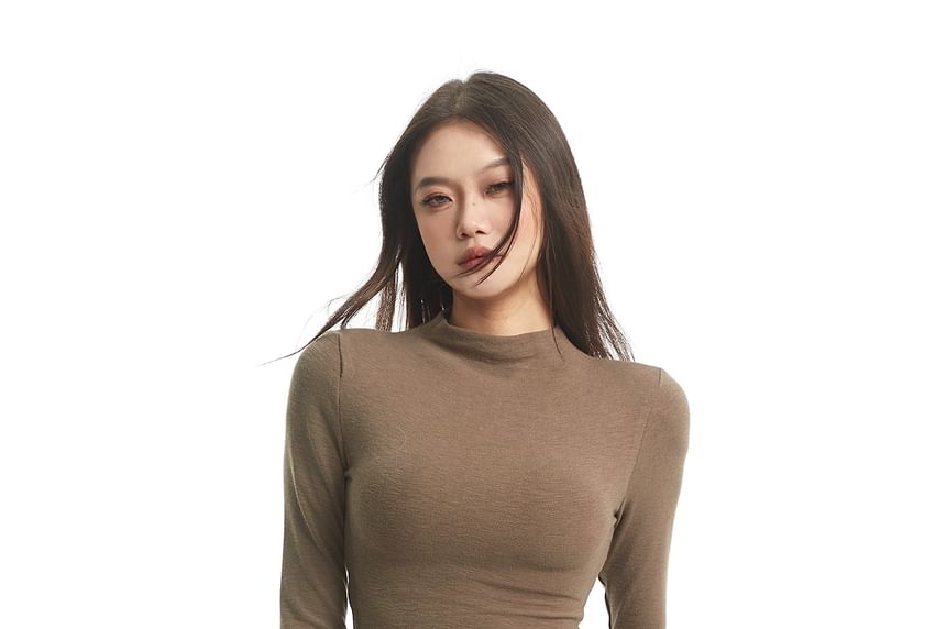 High Neck Tee with Long Sleeves