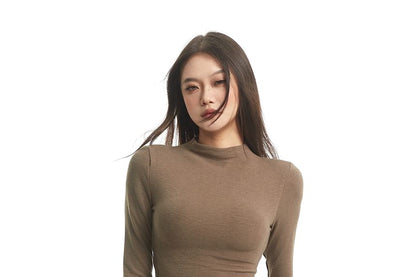 High Neck Tee with Long Sleeves