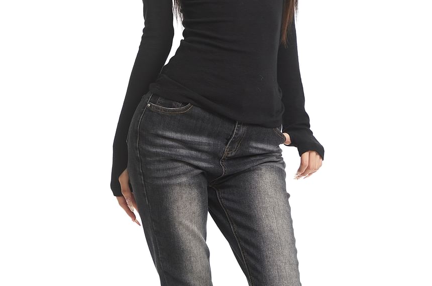 High Neck Tee with Long Sleeves