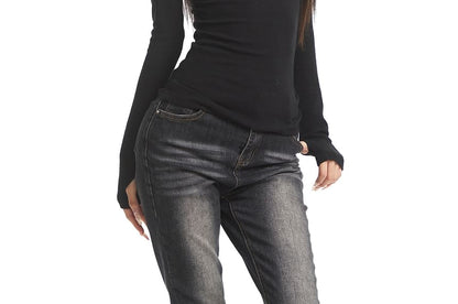 High Neck Tee with Long Sleeves