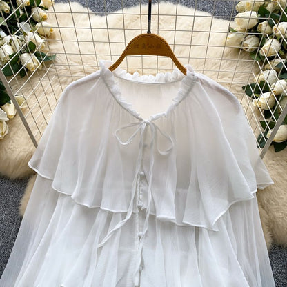 Tiered Frill-Trim Long-Sleeve Blouse