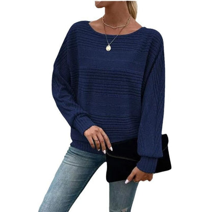 Crew Neck Ribbed Solid Sweatshirt