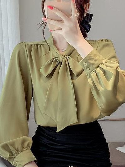 Tie-Neck Blouse with Long Sleeves