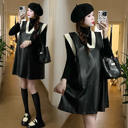 Maternity Turtleneck Knit Top with Long Sleeves