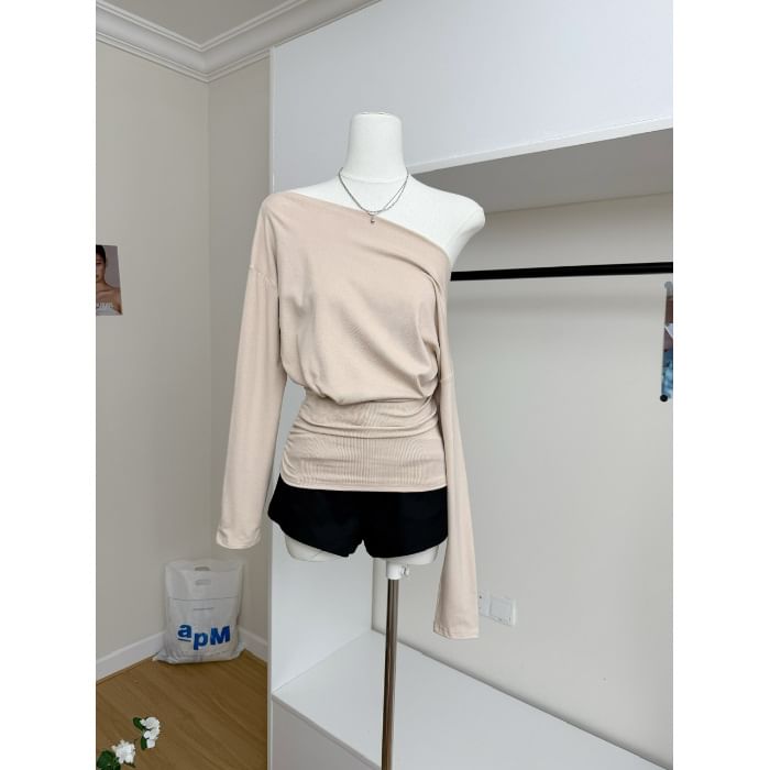 One-Shoulder Tee with Long Sleeves