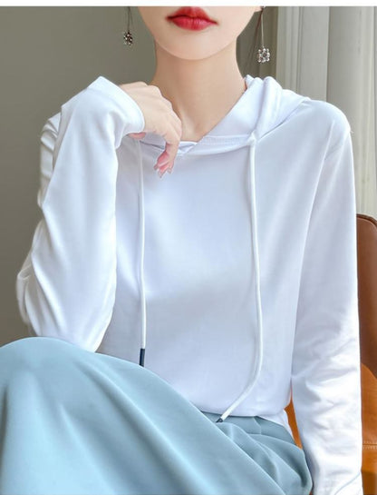 Hooded Long Sleeve Solid Tee