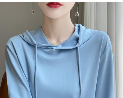 Hooded Long Sleeve Solid Tee
