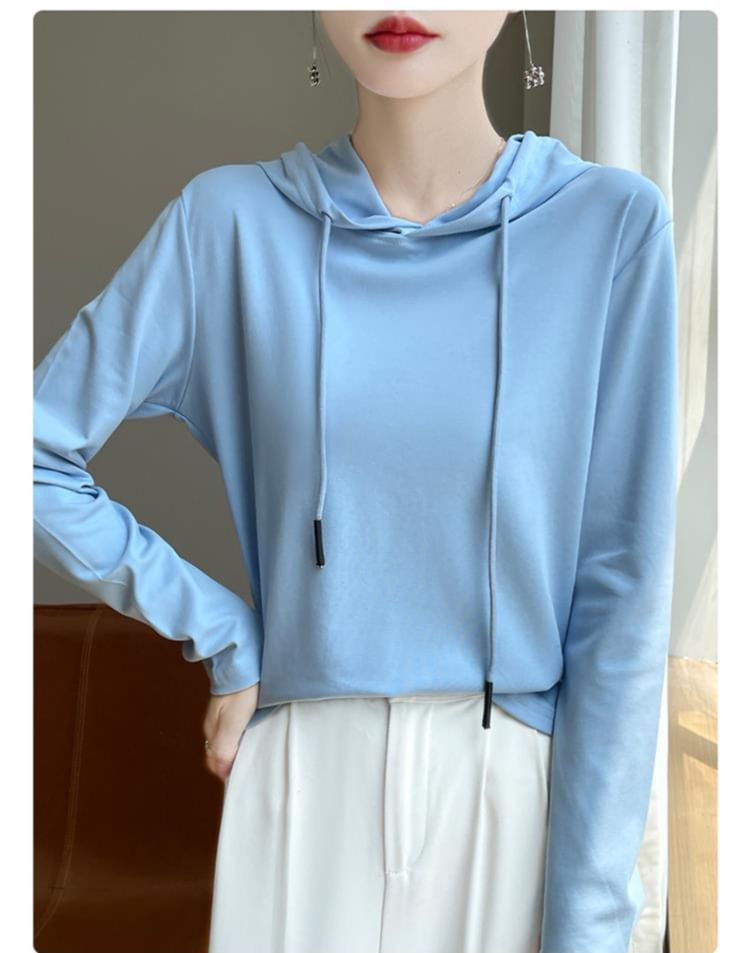 Hooded Long Sleeve Solid Tee