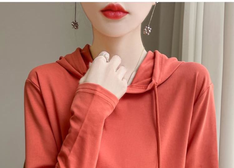 Hooded Long Sleeve Solid Tee