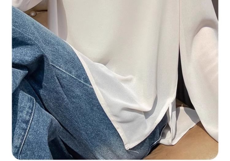 Crew Neck Long Sleeve Knit Top Solid