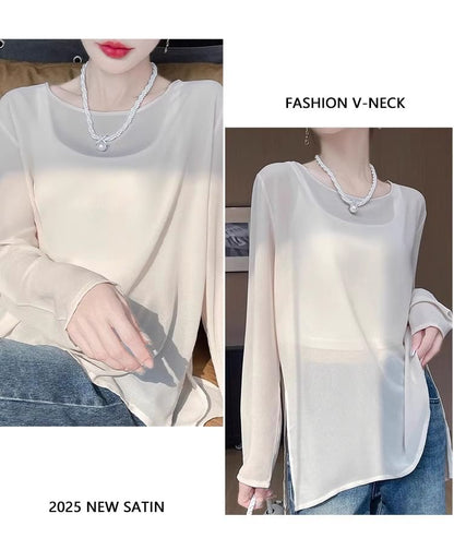 Crew Neck Long Sleeve Knit Top Solid