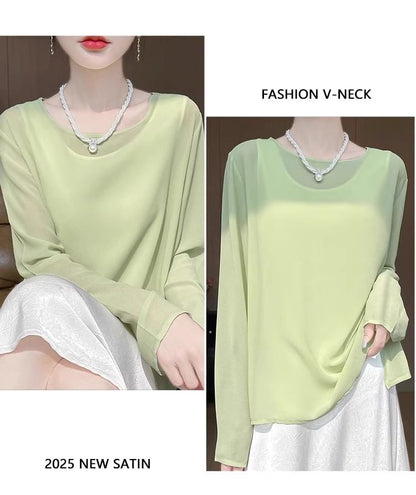 Crew Neck Long Sleeve Knit Top Solid