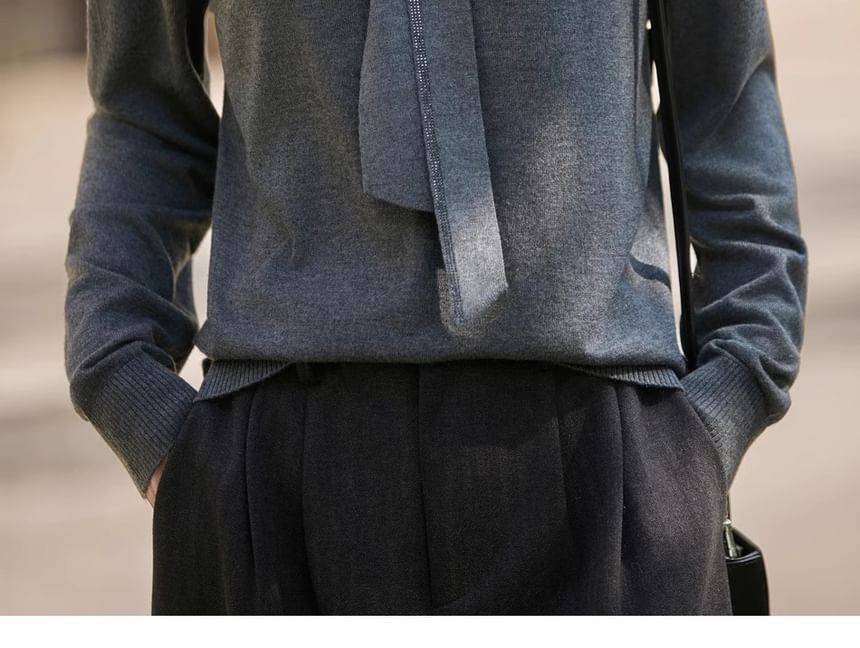 V-Neck Long Sleeve Solid Sweater