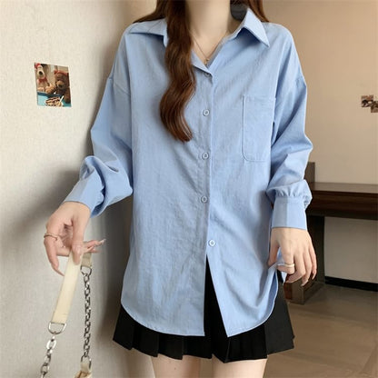 Button-Up Long Sleeve Solid Shirt