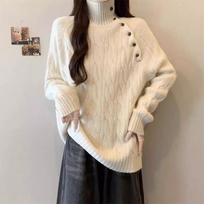 Classic Cable Knit Crew Neck Pullover in Solid Tone