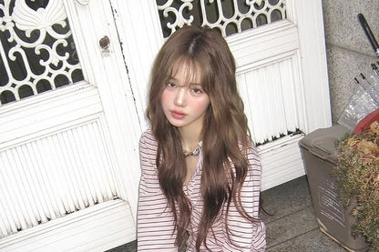 Striped Henley Long Sleeve Tee
