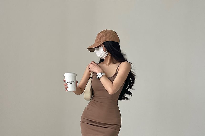 Spaghetti Strap Plain Mini Bodycon Dress