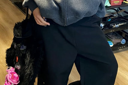 Drop Shoulder Zip-Up Hoodie in Solid Color