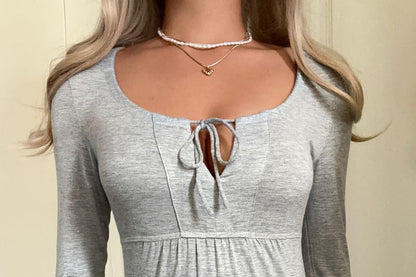 Scoop Neck Solid Top with Long Sleeves