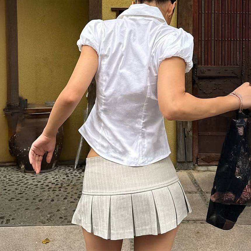 Short Sleeve Solid Crop Top Shirt