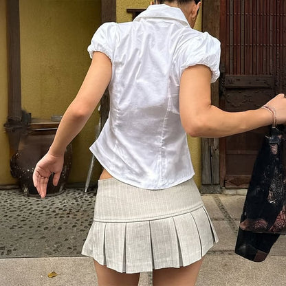 Short Sleeve Solid Crop Top Shirt