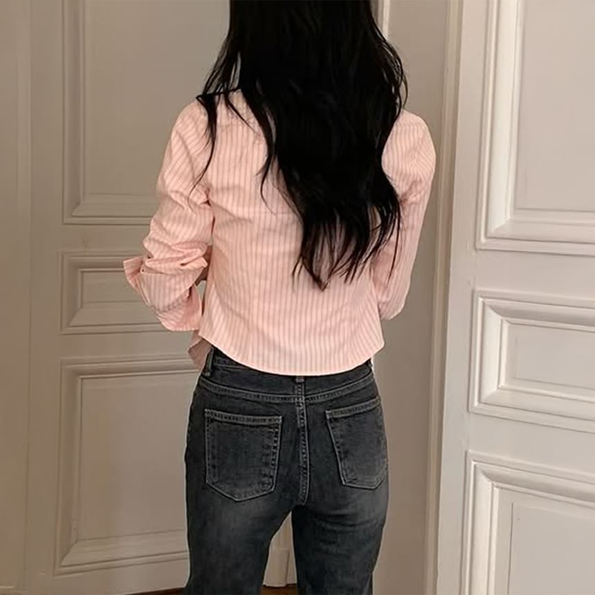Asymmetrical Striped Long Sleeve Shirt