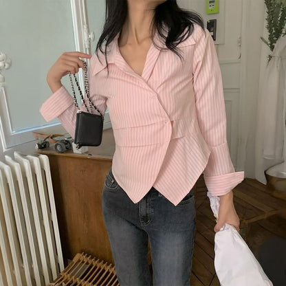Asymmetrical Striped Long Sleeve Shirt