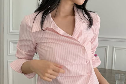 Asymmetrical Striped Long Sleeve Shirt