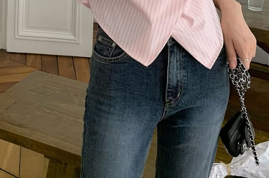 Asymmetrical Striped Long Sleeve Shirt