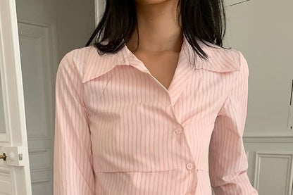 Asymmetrical Striped Long Sleeve Shirt