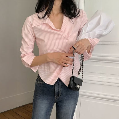 Asymmetrical Striped Long Sleeve Shirt